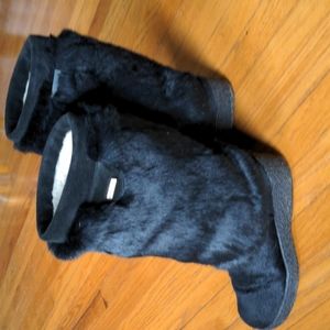 Oscar Sport Black Norma Fur Apres Ski Boots